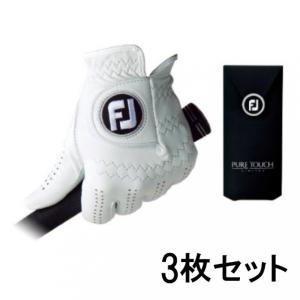 3枚セット フットジョイ PURE TOUCH TOUR LIMITED ピュアタッチ ゴルフグローブ 春 夏  FGPU  左手用 ホワイト 手袋 メンズ