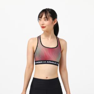 アンダーアーマー レディース スポーツブラ UA Crossback Mid Print 1361042 002 スポーツウェア ヨガウェア ： チェリーピンク UNDER ARMOUR