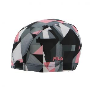 フィラ カラーブロックプリントキャップ 314-622 水泳 : ブラック FILA