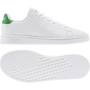 アディダス ADVANCOURT K ジュニア 子供  レディース スニーカー：ホワイト×グリーン adidas 白スニーカー 白靴 通学靴 通学スニーカー 白スクールシューズ