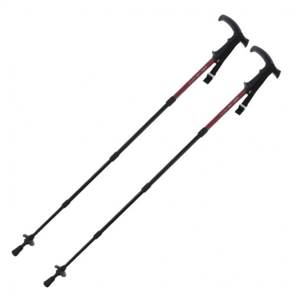 ティゴラ T型トレッキングポール 2本セット TP-201TSL RD トレッキング ポール : レ...