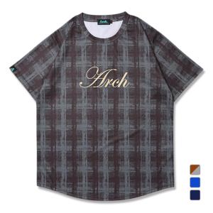 アーチ メンズ レディス バスケットボール 半袖Tシャツ cursive logo plaid tee DRY T124 Arch