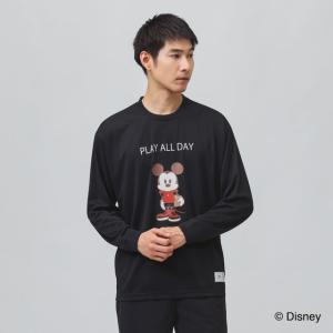 ディズニー メンズ レディス バスケットボール ロングTシャツ ミッキーマウス グラフィック長袖Tシャツ 吸水速乾/UPF50+ バスケットボールウェア Disney