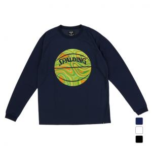 スポルディング メンズ レディス バスケットボール 長袖Tシャツ ロングスリーブTシャツ ネオンマーブルボール SMT201080 SPALDING