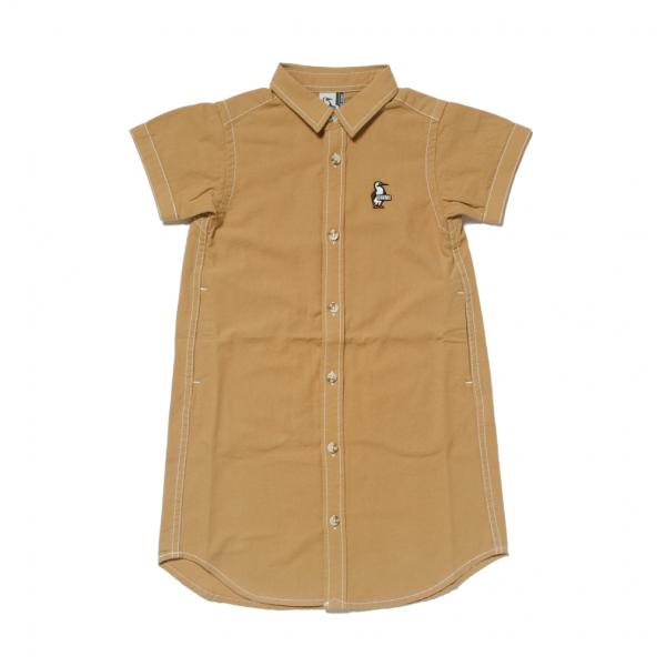 チャムス ジュニア 子供 アウトドア 半袖シャツワンピース キッズショートスリーブシャンブレードレス...