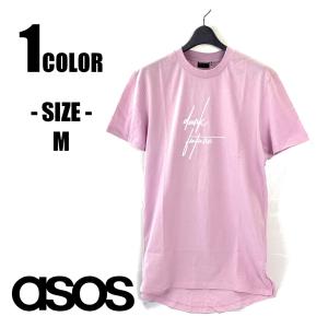 ASOS エイソス メンズ トップス 半袖 Tシャツ ダークフューチャー ロゴ 無地 シンプル ピンク｜alpha-shop