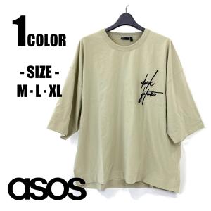 ASOS エイソス メンズ トップス 半袖 Tシャツ オーバーサイズ ダークフューチャー シンプル ロゴ 無地 大きいサイズ｜alpha-shop