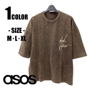 ASOS エイソス メンズ トップス 半袖 Tシャツ オーバーサイズ ダークフューチャー シンプル ロゴ 無地 大きいサイズ｜alpha-shop