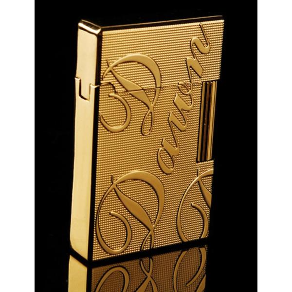 Derui ライター 金色 一色 筆記体文字柄 ゴールド メタル製 海外ブランド 高級ガスライター　...