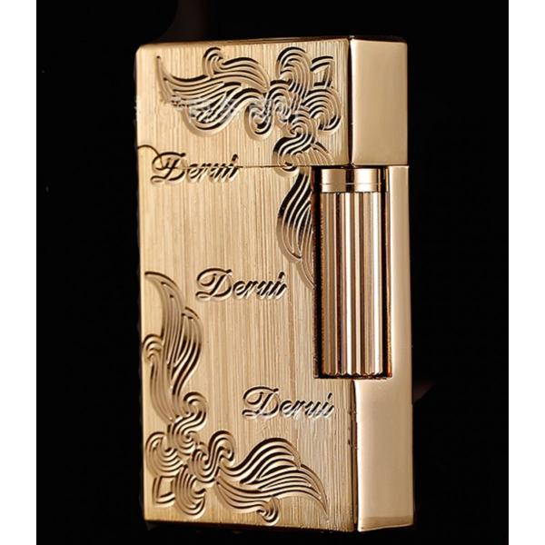 Derui 海外ブランド　高級ガスライター 金色彫刻　彫刻 金彫り ゴールド メタル製 紳士用 メン...