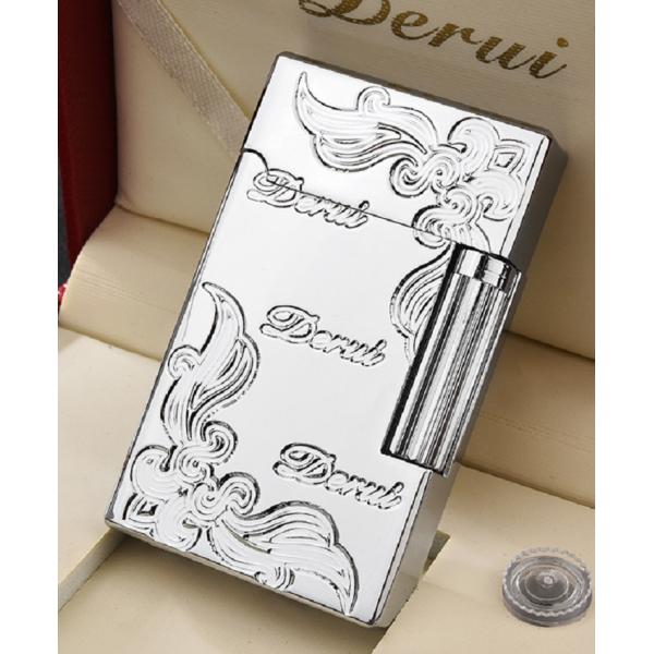 Derui ライター 銀色彫刻　彫刻 銀彫り シルバー メタル製 海外ブランド 高級ガスライター　ｒ...