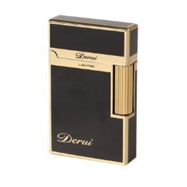 Derui ライター 黒金 金色部分ストレートデザイン ゴールド メタル製 海外ブランド 高級ガスラ...