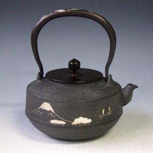 日本製・証明書付き 海外対応可 糸目紋鉄瓶 本体・弦に銀象嵌入り