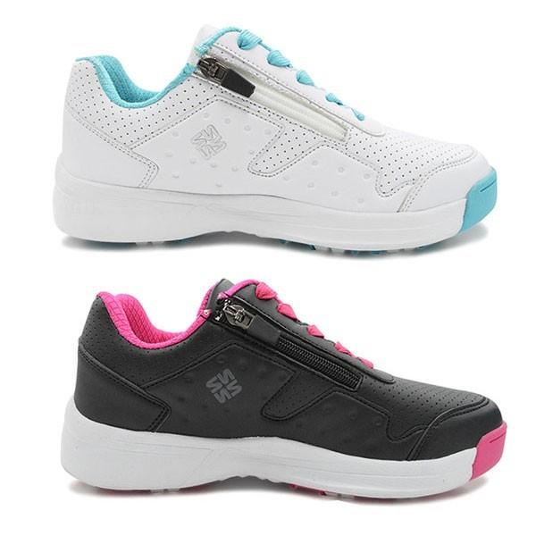 軽量 ゴルフ シューズ レディース スパイクレス / ファスナー ジッパー ヒモ 紐 / フォーセン...