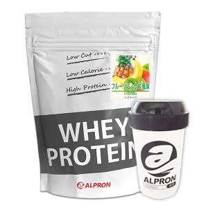 在庫限り終売 プロテイン ホエイ WPC 1kg フルーツミックス 風味 シェイカー セット アルプロン アミノ酸 筋トレ 約50食分 タンパク質含有量約72％