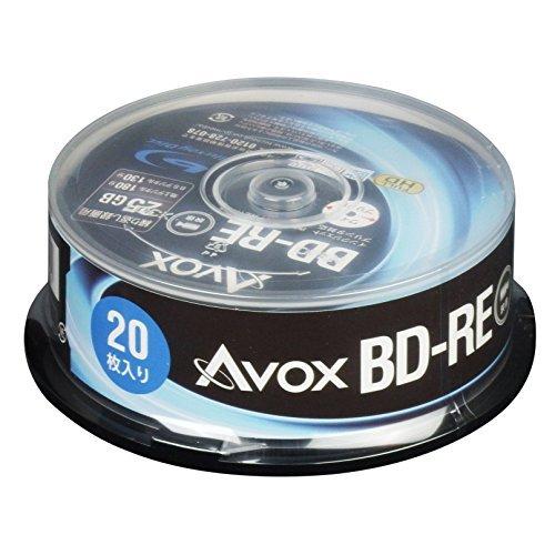 AVOX ブルーレイディスク BD-RE 繰り返し録画用 25G 1-2倍速 20枚 スピンドルケー...