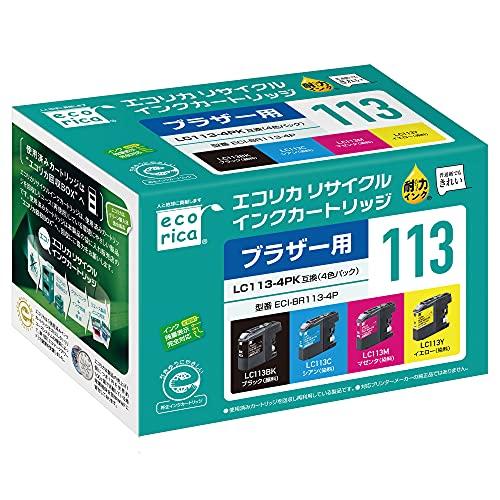 エコリカ ブラザー LC113-4PK対応リサイクルインク 4色パック ECI-BR113-4P 残...