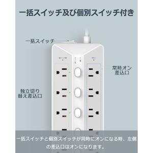 電源タップ スイッチ付き 延長コード 2m u...の詳細画像4