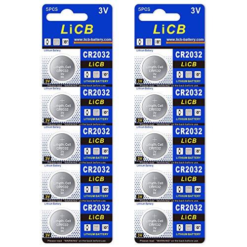 LiCB 10個入 CR2032 リチウム ボタン 電池 3V 2032 コイン形電池 水銀ゼロシリ...