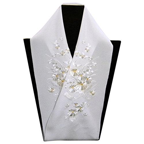 [ひのや] 刺繍半襟 花柄ししゅう半衿 白地菊花金1 礼装着物用 留袖 日本製