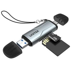 Unitek 2-in-1 ポータブルカードリーダー USB3.0 SDカードリーダー SD・TF/MicroSDカードリーダー USB A/C 2 枚のカードを同時に読み取る SDHC/MD/MMC/SDHC/SDXC｜alt-mart