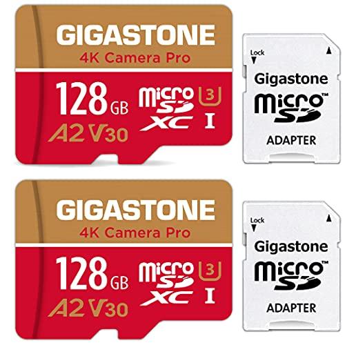 5年保証 Gigastone マイクロSDカード 128GB 2個セット A2 V30 2 SDアダ...