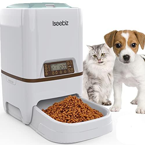 自動給餌器 Iseebiz 猫 犬用ペット自動餌やり機 5L大容量 1日4食で最大20日連続自動給餌...