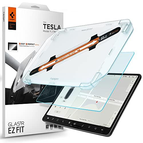 Spigen EZ Fit ガラスフィルム Tesla Model 3 / Model Y 用 貼り...