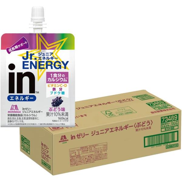 【超セール】「36個」 森永製菓 inゼリー ジュニアエネルギー ぶどう味 180g×6個入×6箱 ...