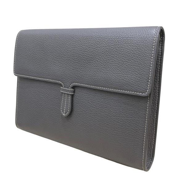 ACATE アカーテ BREVA DARK GRAY シュリンクレザー クラッチバッグ ダークグレー...