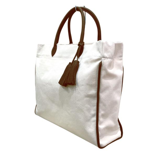ACATE アカーテ SELATAN WHITE レザー × キャンバス トートバッグ ホワイト /...