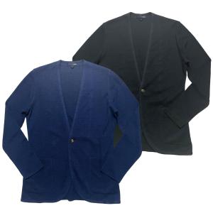 LARDINI ラルディーニ ジャケット メンズ / 日本別注 リネン コットン ノーカラー ニットジャケット ネイビー ブラック / イタリア カジュアル ブランド 春 夏