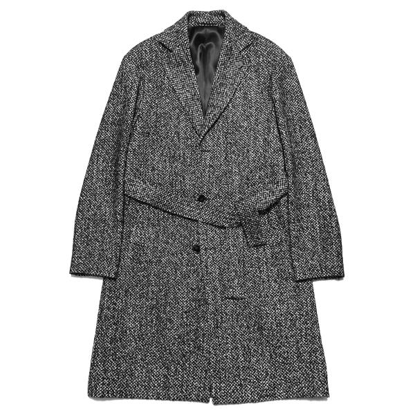 LARDINI ラルディーニ コート / ファンシーツイード シングル ベルテッドコート ブラック ...