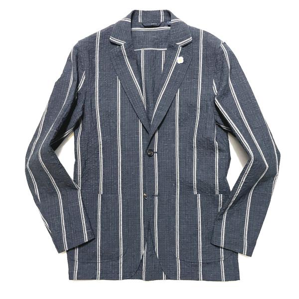 LARDINI ラルディーニ AMAJ 528 ダブルストライプ コットンリネン ストレッチ 2Bジ...