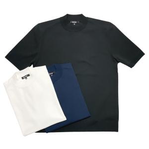 Revenir リブニール コットン ポリエステル モックネック ショートスリーブ ウォッシャブル ニットＴシャツ / メンズ 半袖 日本製