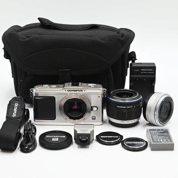 OLYMPUS オリンパス ミラーレス一眼 E-P1 ツインレンズキット シルバー E-P1 TKI...