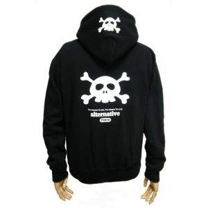 土日も発送】 パーカー ジップ スカル クロスボーン ブラック 黒