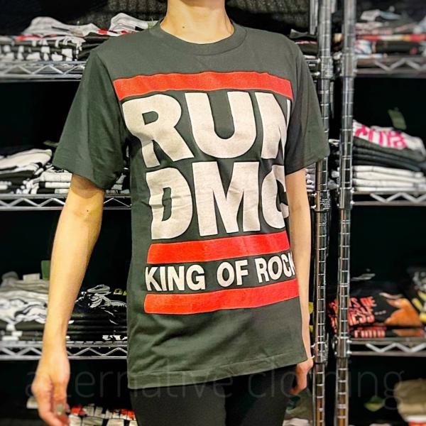 Tシャツ RUN DMC ロゴ KING OF ROCK バンドT チャコール グレー ロック 半袖...