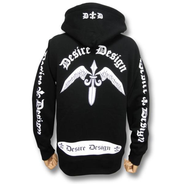 【土日も発送】 パーカー ソードウィング 翼剣 バイカー ロッカー 黒 メンズ＆レディース Desi...