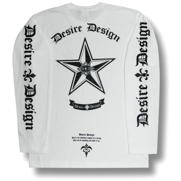 【土日も発送】 Tシャツ 長袖 ノーティカルスター 星 ロンT ロック バイク 長袖  白 ホワイト...