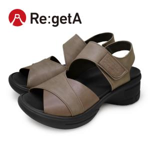 リゲッタ Re:getA RE-551 折り紙デザイン 異素材使い サンダル 生グミインソール 軽量 厚底 バックベルト レディース 履きやすい 歩きやすい EVA