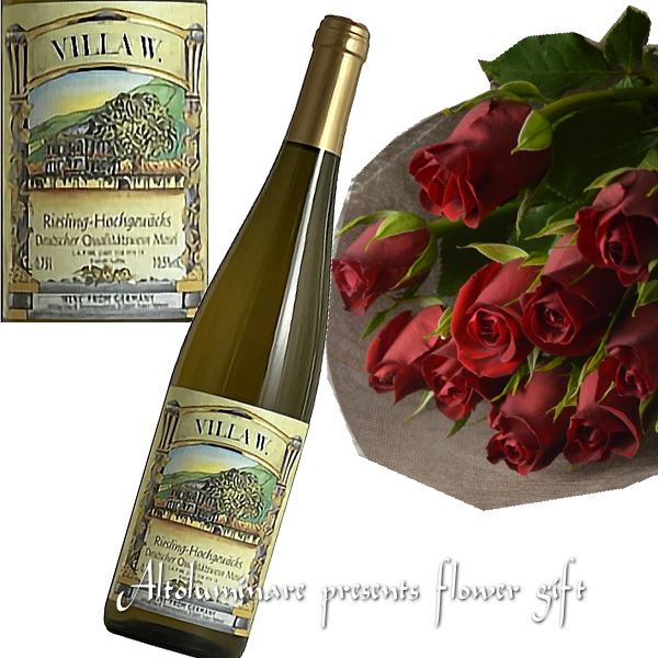 タイタニックワイン（白） とバラの花束　ワインセット ギフト 花 プレゼント 