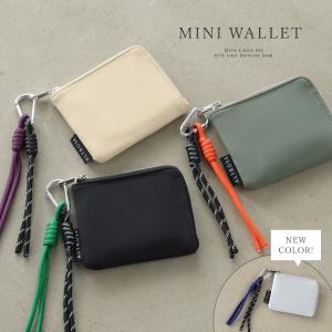 スリム財布 レディース 財布 薄型 薄い コンパクト L字 ファスナー ストラップ コード シンプル ナイロン カジュアル 男女兼用 ティム