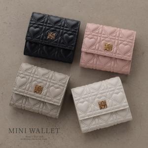 財布 レディース ボックスコイン ミニ ミニ財布 さいふ 三つ折り コンパクト 小さい 小さめ ハート キルティング キルト かわいい