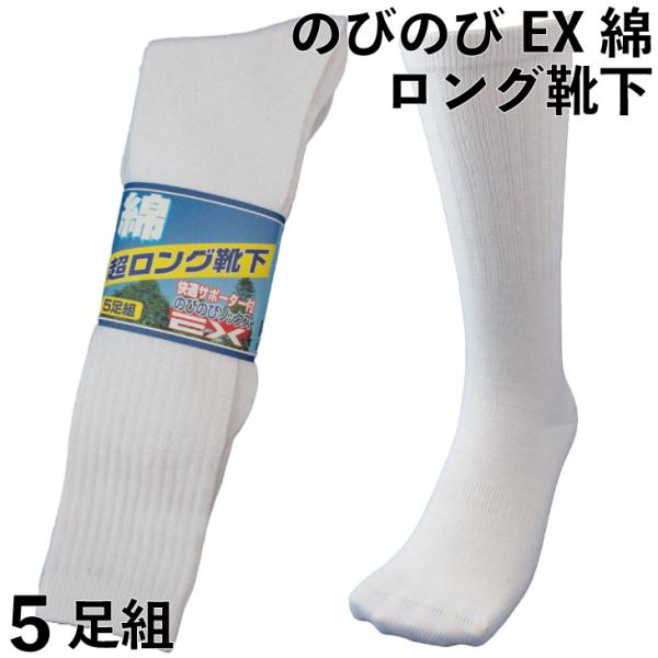 靴下 メンズ 先丸 ロング丈 5足セット 軍足 綿EX のびのびタイプの綿素材で履き心地快適 白 サ...