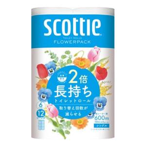 日本製紙クレシア スコッティ フラワーパック 2倍長持ち くつろぐ花の香り シングル 6ロール 家庭紙 トイレットペーパー トイレットロール 消耗品