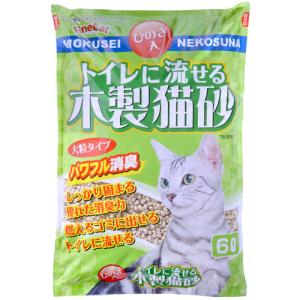 猫砂 トイレに流せる木製猫砂 ひのき入 6L×...の詳細画像1