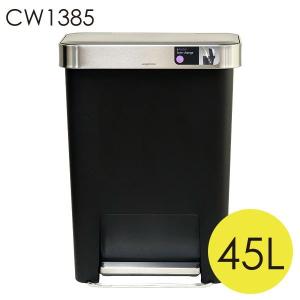 『並行輸入品』 シンプルヒューマン CW1385 レクタンギュラーステップカン ポケット付 ブラック プラ 45L 『送料無料（一部地域除く）』