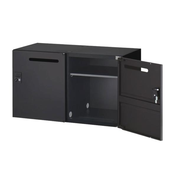 『代引不可』スチールロッカー 鍵付 2人用メールボックス ダイヤル錠 上下兼用 ブラック RK45-...