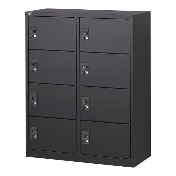 『代引不可』ロッカー 8人用 ミニ 8扉 ダイヤル錠 鍵付 H1110mm ブラック ALZK-PL...